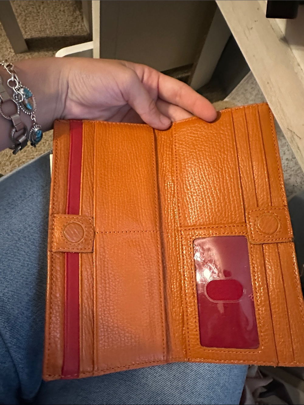 Hammitt Orange Leather Wallet Organizer with Snap Closures - Picture 3 of 7